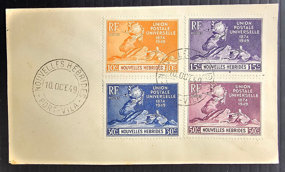 1949 New Hebrides UPU Anniv FDC 4 Stamps cd Port Vila