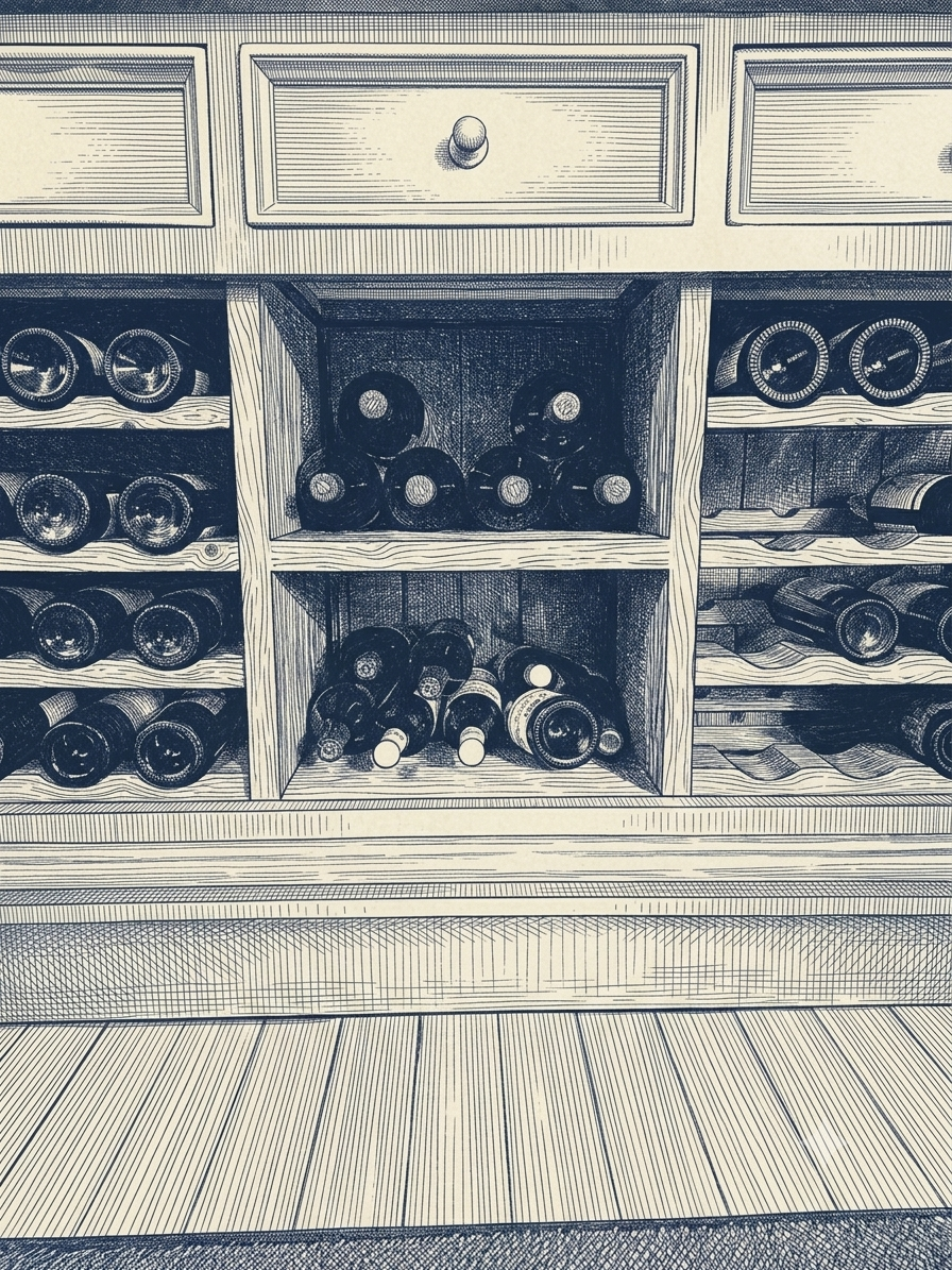 Curated wine rack and fine dining atmosphere at Murphy's Steakhouse At Bear Tree in Pittsburg, NH