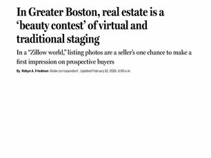 Boston Globe Article on Home Staging - Real vs Virtual Staging featuring IAHSP®