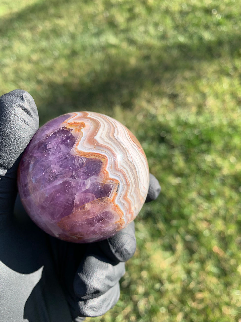 Thumbnail: Amethyst Lace Agate Sphere | Polished Specimen | 2.18"