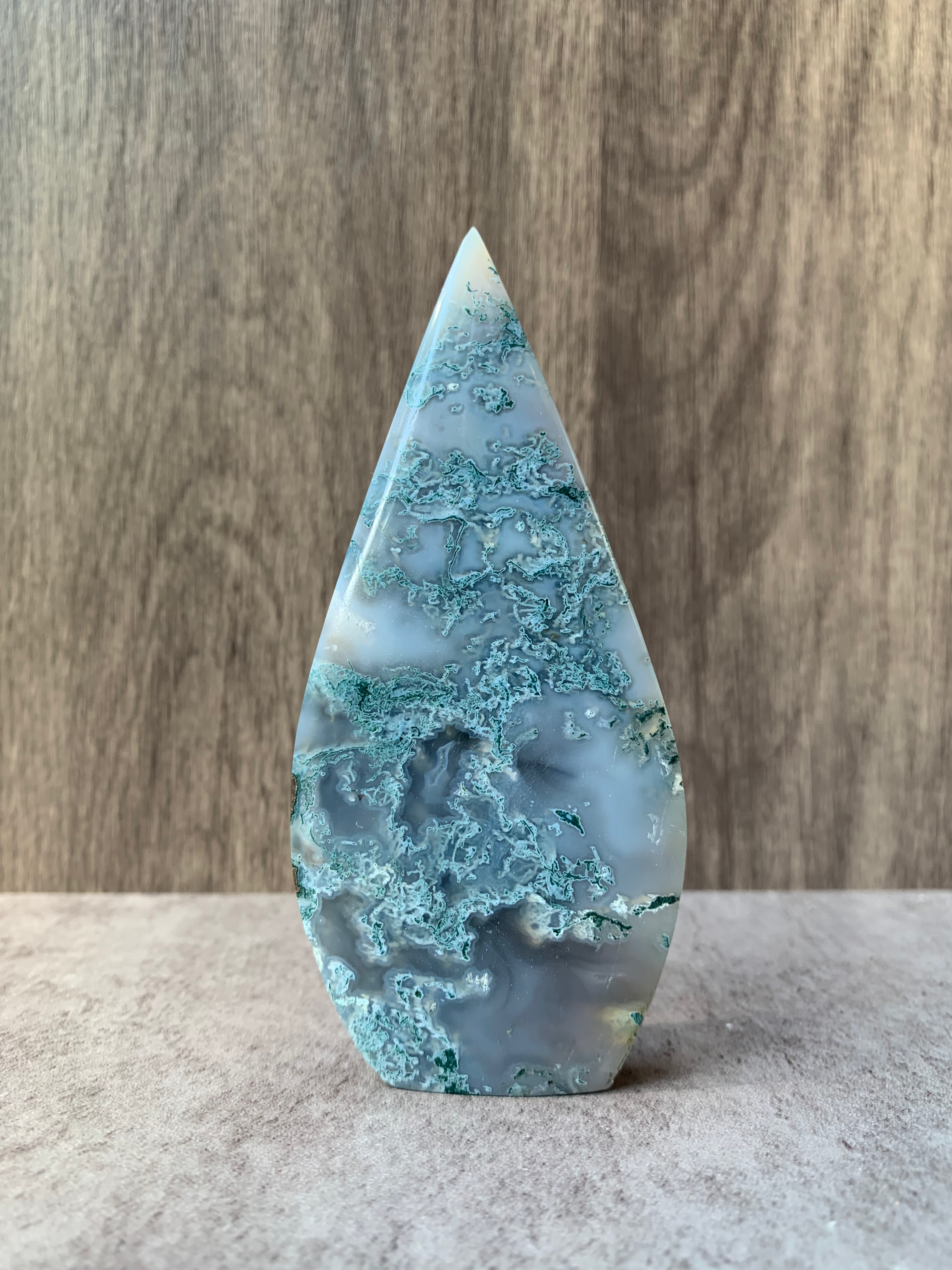 Moss Agate Freeform | Misty Blue-Green Tones & Organic Inclusions (4.6")