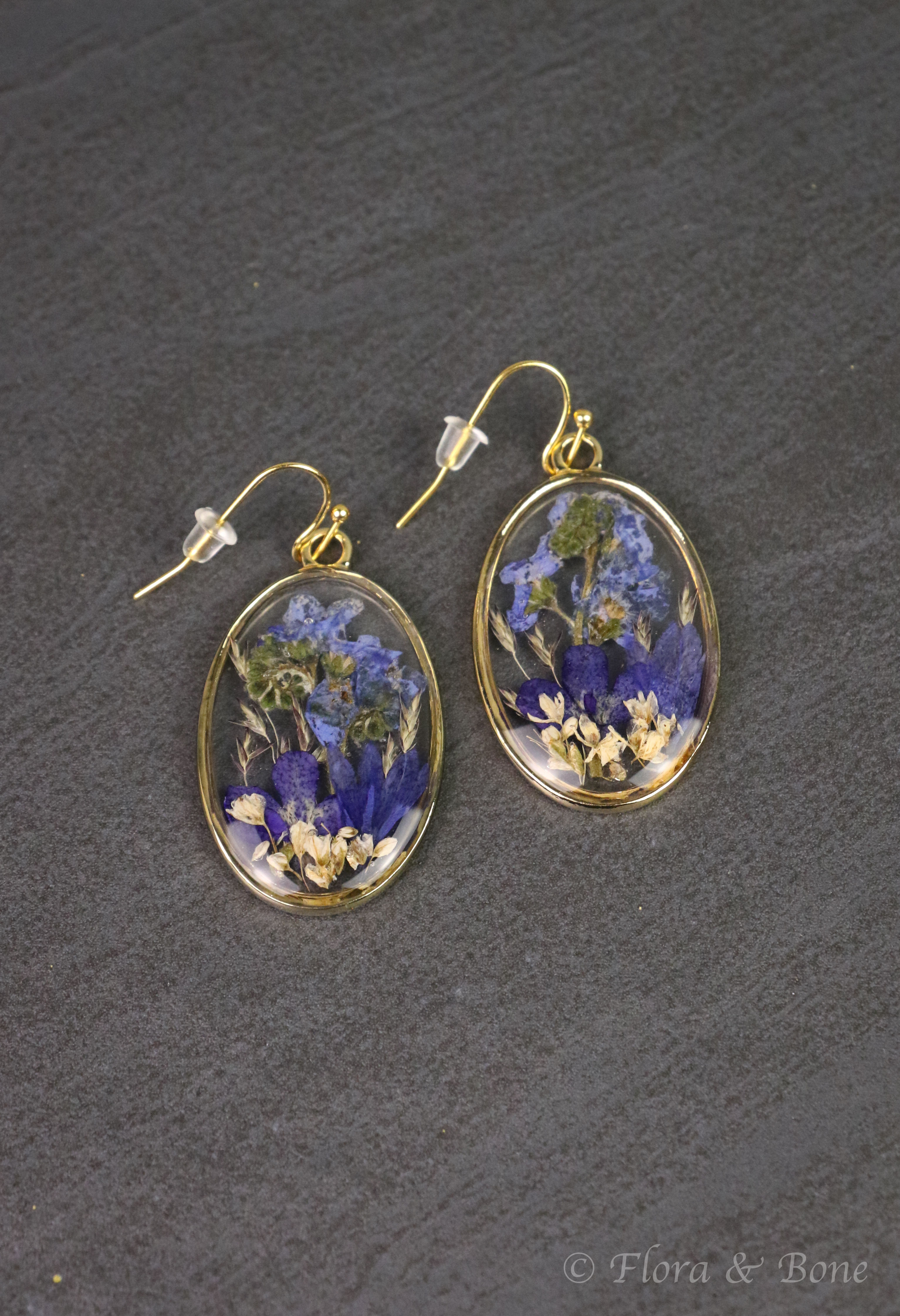 Pressed Flower Resin Earrings | Real Botanicals | One of a Kind
