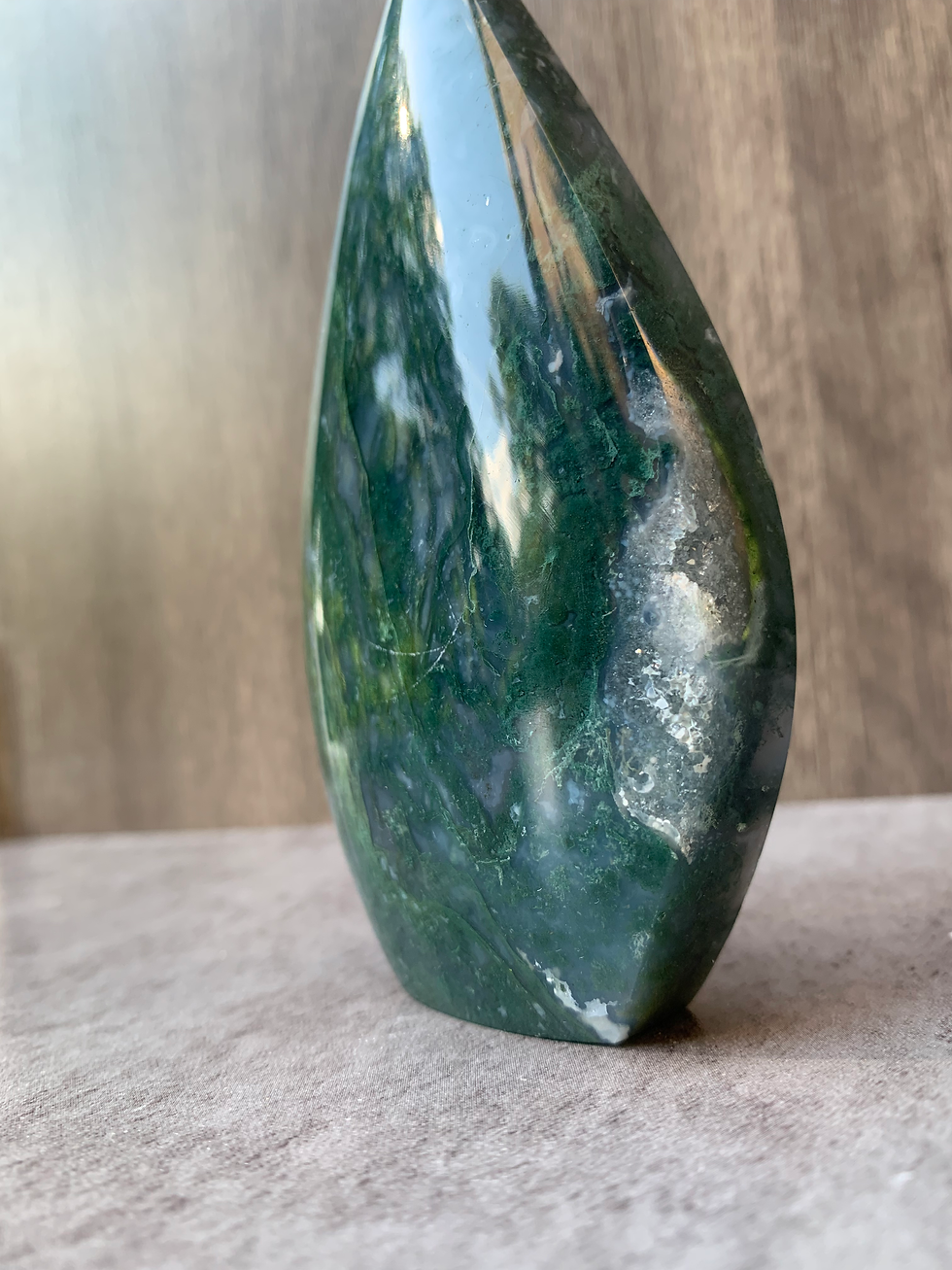 Thumbnail: Moss Agate Teardrop — Deep Forest Tones | One-of-a-Kind Stone