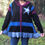 Miniature : Pull oversize noir, violet, bleu. Grande capuche patchwork. Etoile. Upcycling