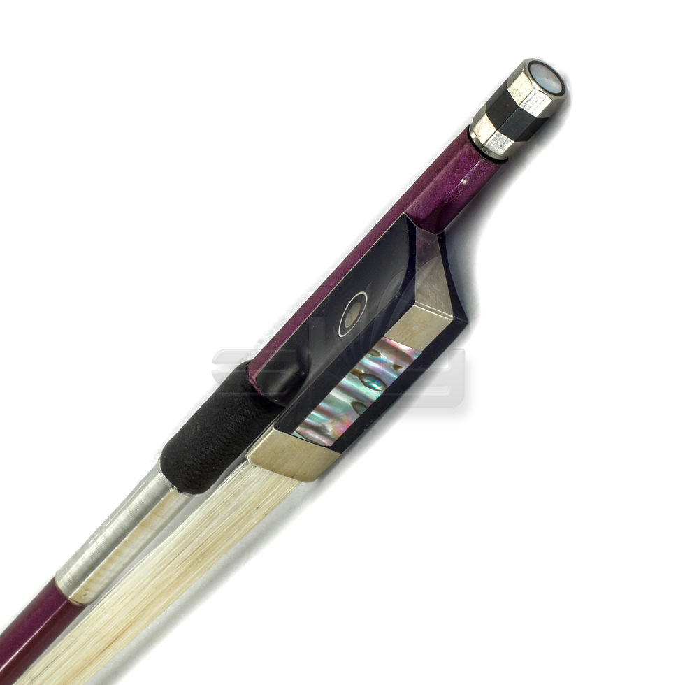 Thumbnail: Carbon Fiber Round Stick Violin Bow with Double Eye Fully-Line Abalone Inlay