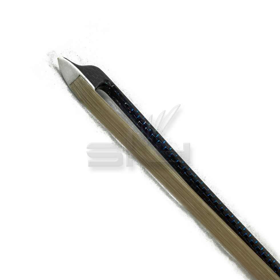 Thumbnail: Full Size Violin Bow Carbon Fiber Round Stick Blue Silver Inlay Ebony Frog