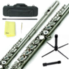 Sky C Foot Nickel Plated Open Hole Flute with Lightweight Case, Cleaning Rod, et