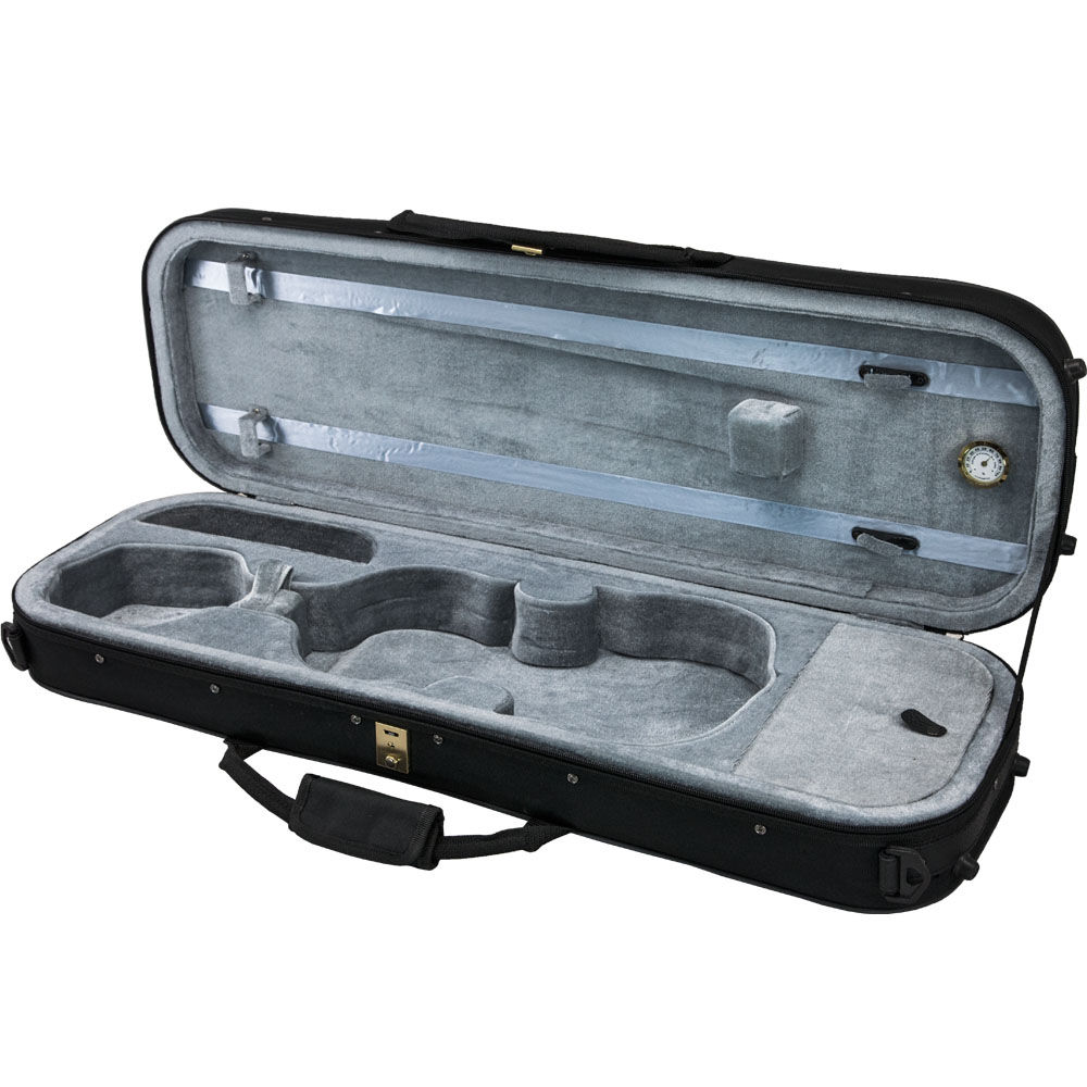 SKY 4/4 Full Size Violin Oblong Case Lightweight with Hygrometer Black/Grey