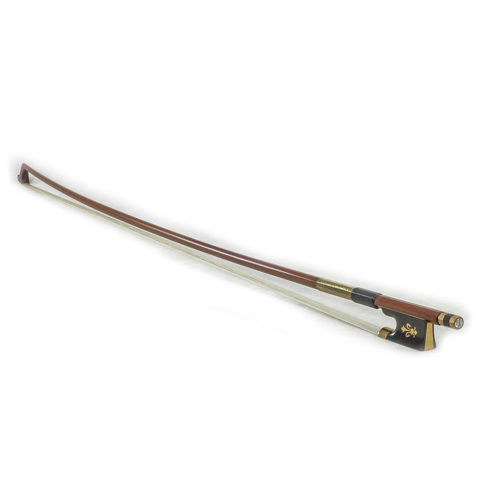Thumbnail: Full Size Violin Bow Brazil Wood Octagonal Stick Fleur De Lys Bronze Frog
