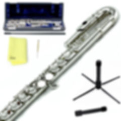 Sky C Foot Curved Nickel Flute with Lightweight Case, Cleaning Rod and Stand