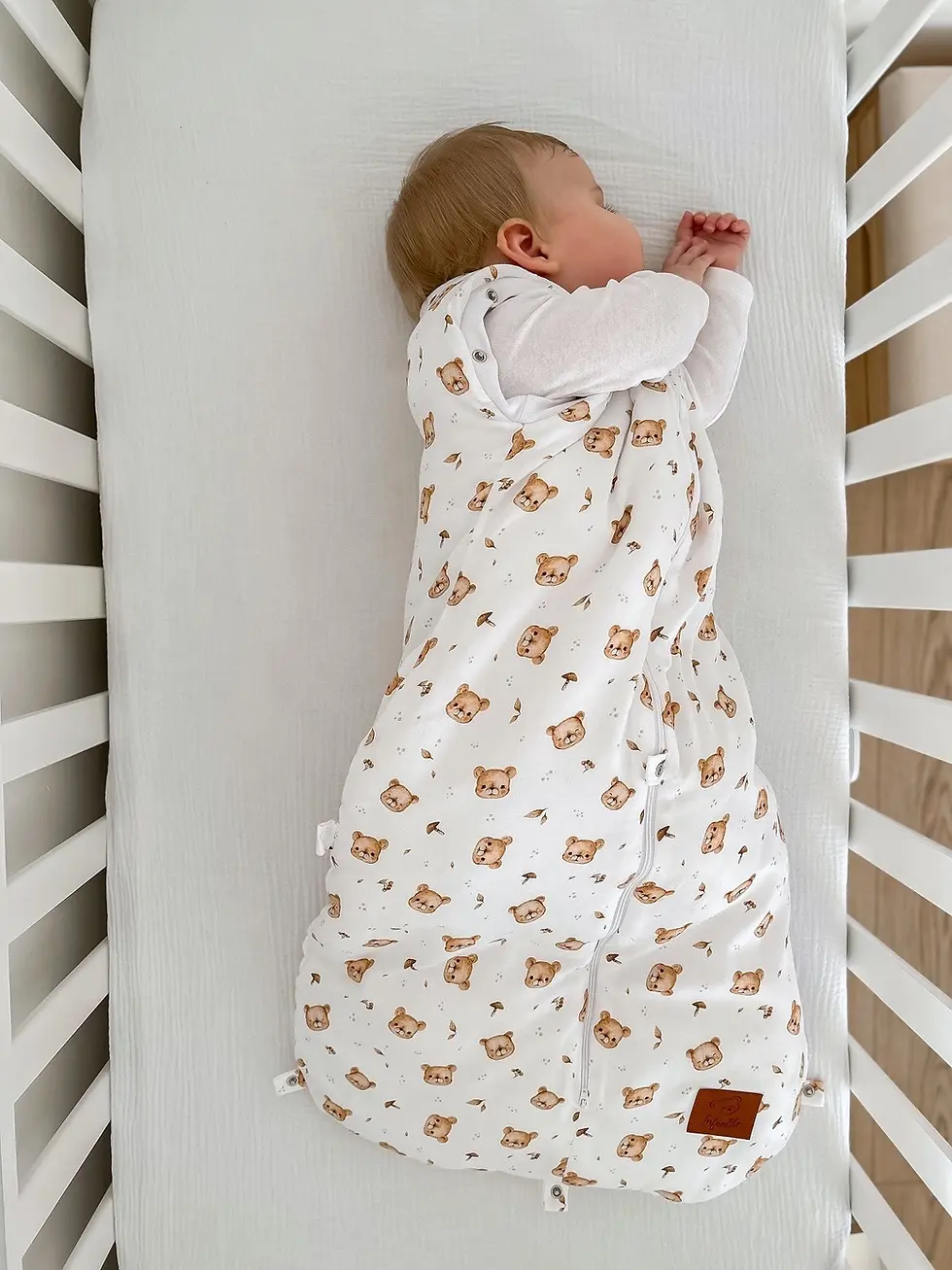 Thumbnail: Premium Satin Cotton Baby Sleeping Bag " TEDDY BEAR" (Newborn–18m)