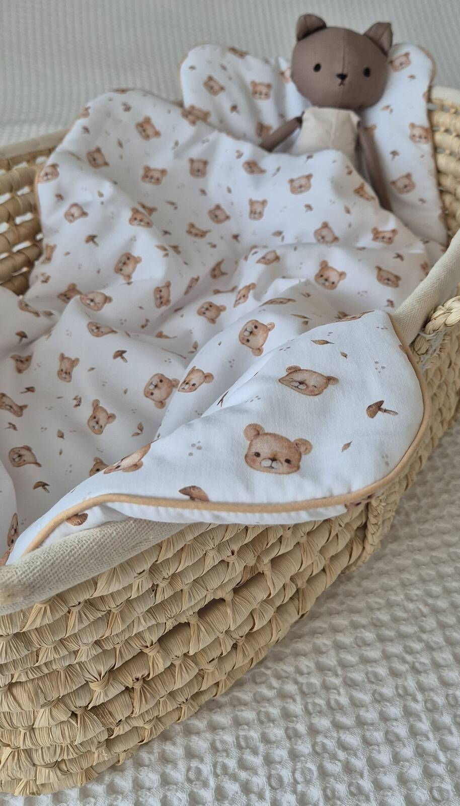 Thumbnail: Cotton Cradle or Stroller Bedding Set "Teddy Bear"