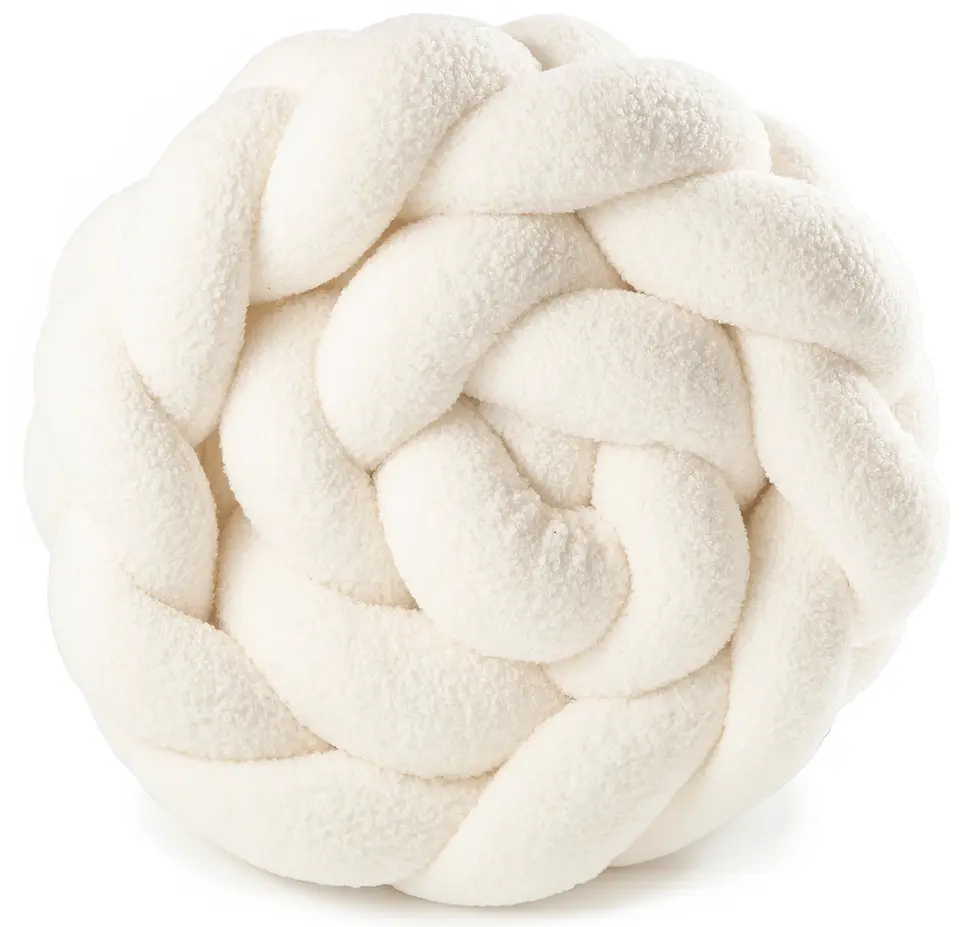 Cream teddy bouclé braid cot bumper in baby crib, soft and cosy crib protector for newborn safety.