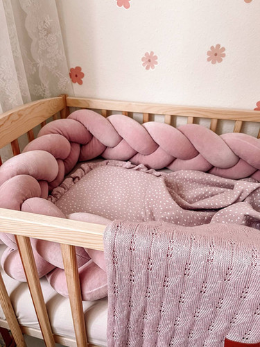 Pink Braided Crib Bumper Pads Pink Plaited Cot Bumper Braided Cot