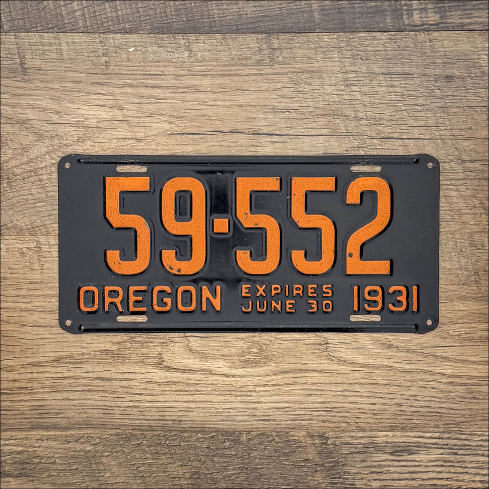An original Oregon 1931 license plate.