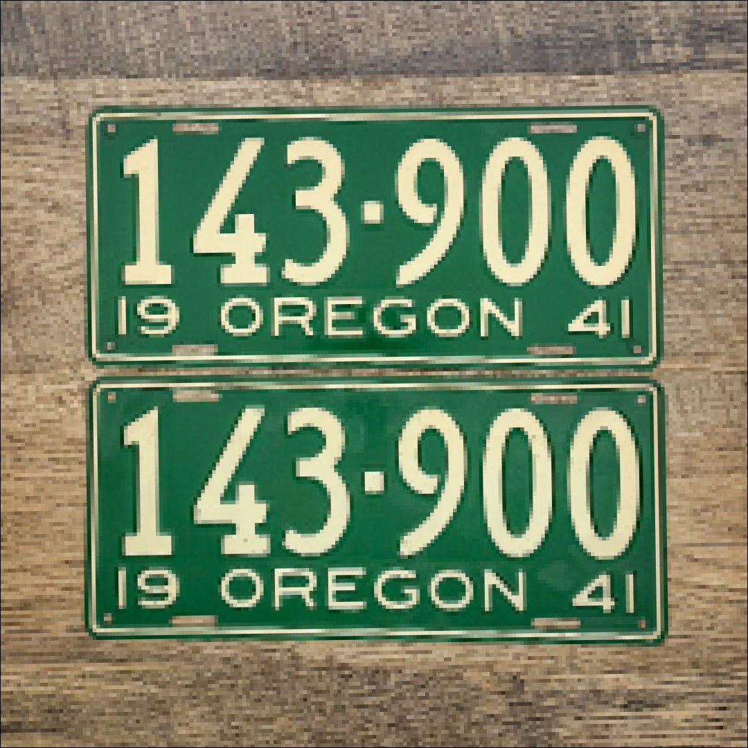 Restored Oregon 1941 License Plates - 143-900