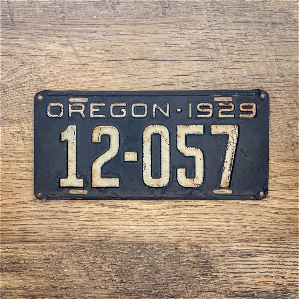 An original Oregon 1929 license plate.