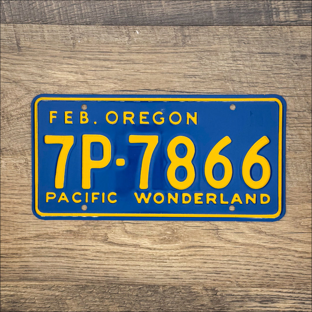 An original Oregon 1961-64 license plate.