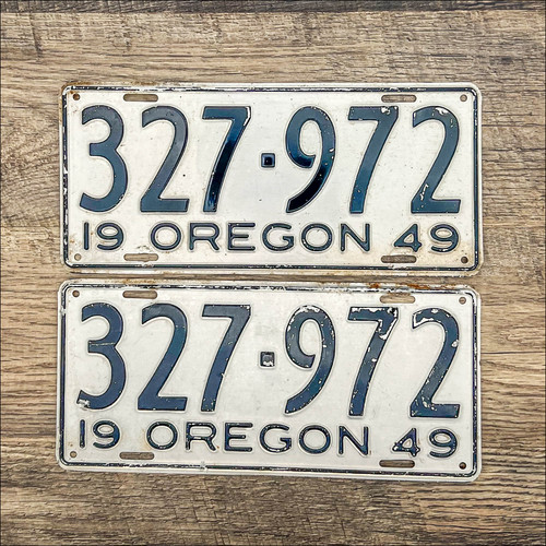 Original Oregon 1949 License Plates 327972 NW License Plates