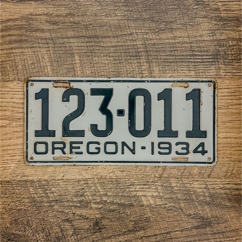 An original Oregon 1934 license plate.