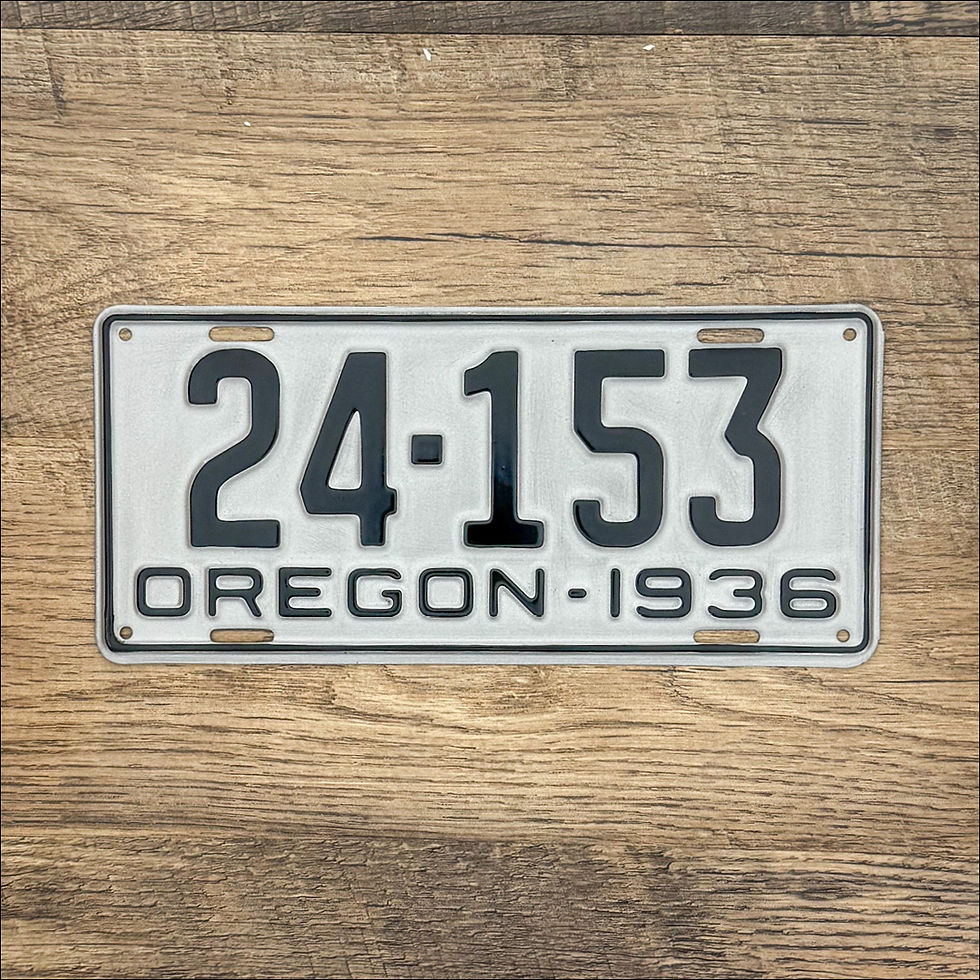 A restored Oregon 1936 license plate.
