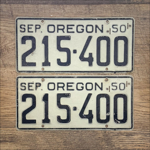 Original Oregon 1950-55 License Plates - 215-400 | NW License Plates