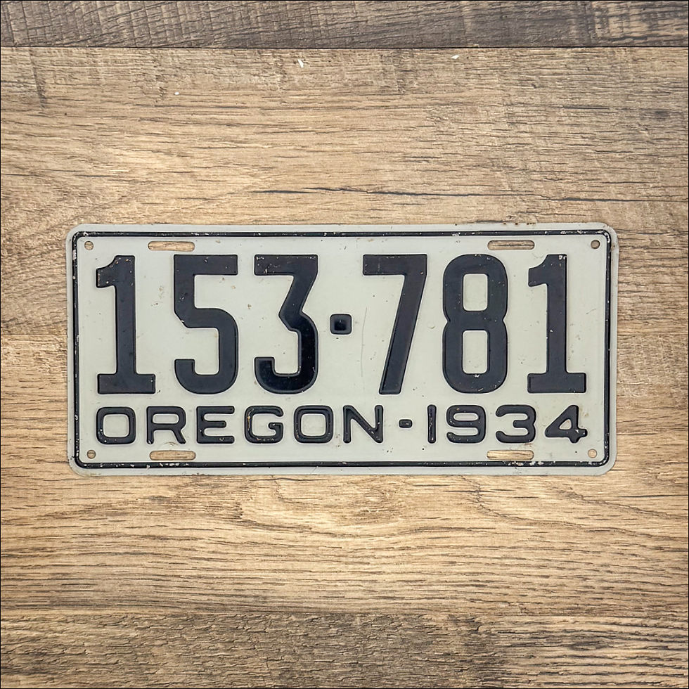 An original Oregon 1934 license plate.