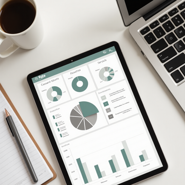 Analytics dashboard showing charts and web performance data, with insights to identify key audience behaviours.