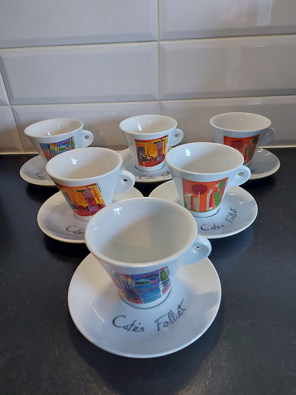 Miniature : Lot de 6 grandes tasses à café / thé ou chocolat Folliet