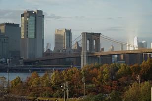 Brooklyn Bridge with fall foliage, Photo by Carole Ryavec, Carmic Productions