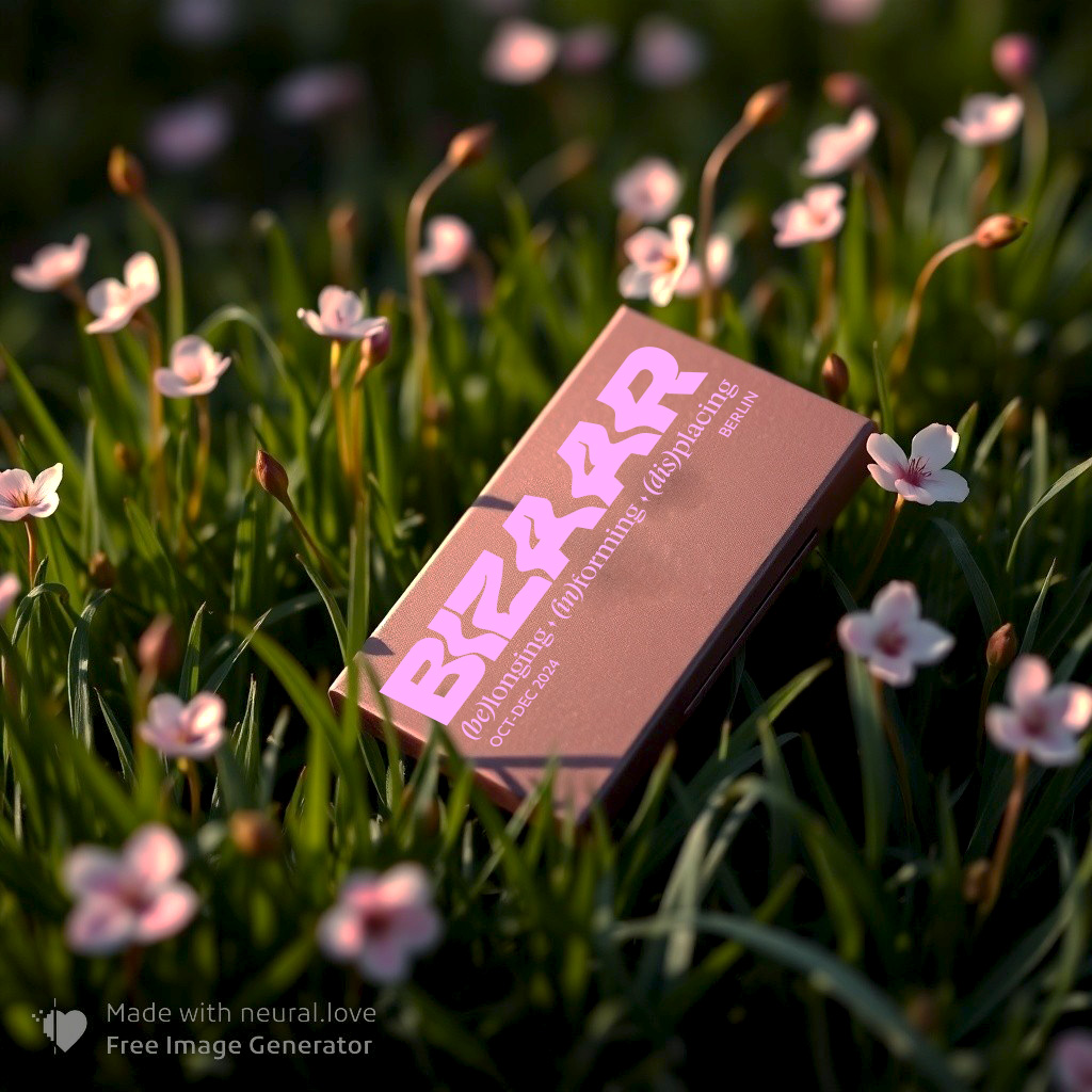 BRARR product box on green grass with small pink flowers; Made with neural.love