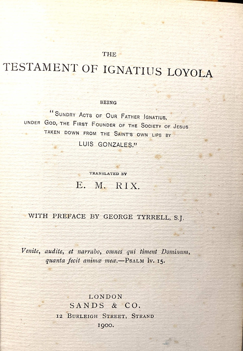 Figure 2 The Testament of Ignatius Loyola -title page