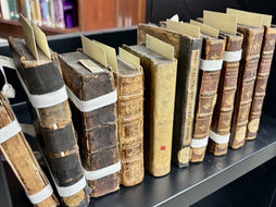 Eighteenth century books on a book trolley