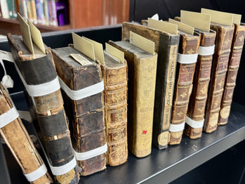 Eighteenth century books on a book trolley
