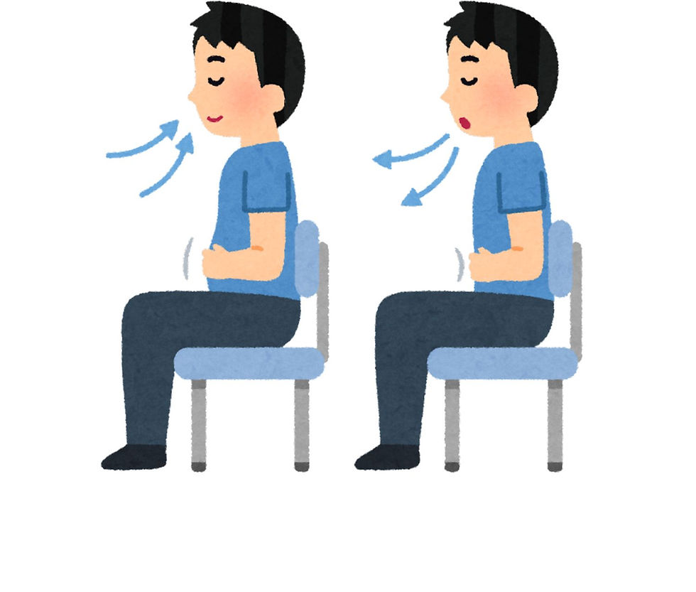 Animated picture showing a seated abdominal breathing exercise