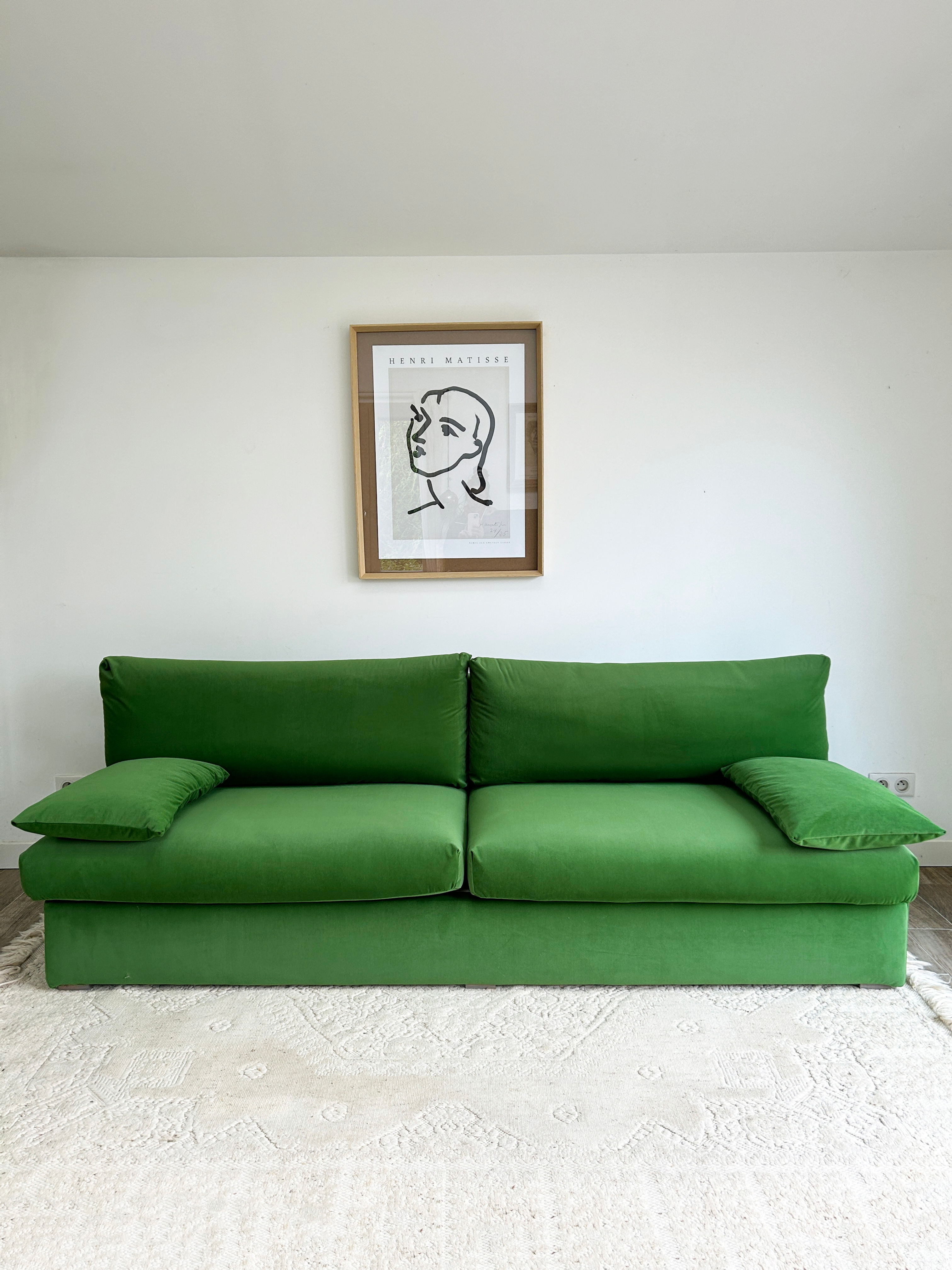 Canapé en velours vert Vintage