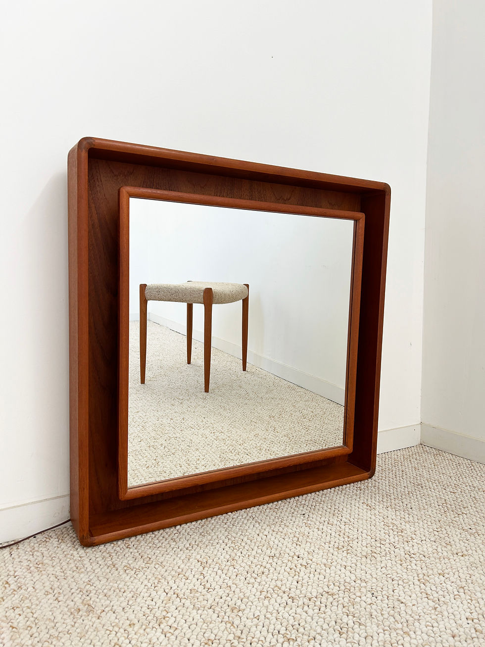 Miroir danois en teck rétro-éclairé 60's