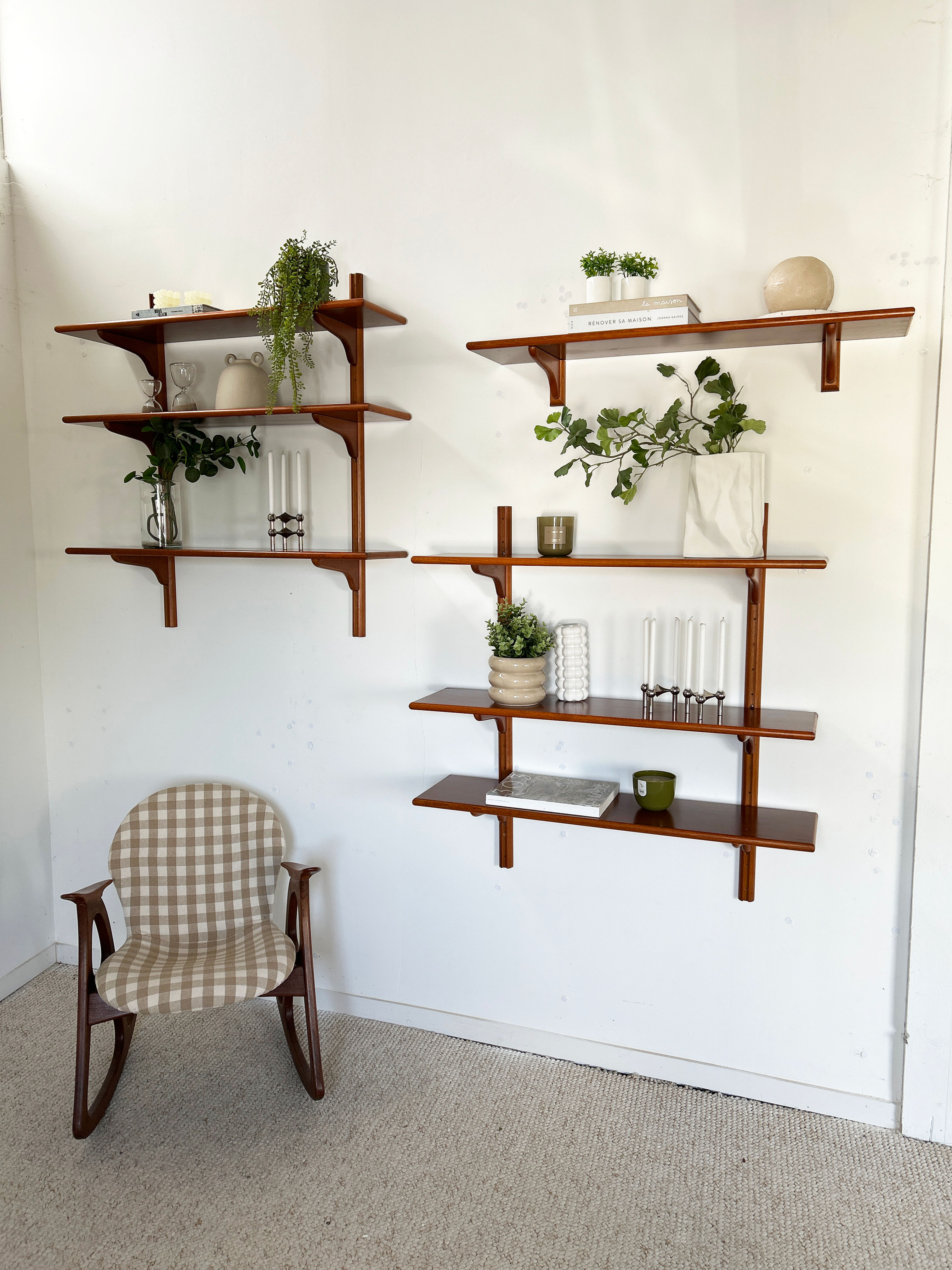 Ensemble d'étagères murale en teck nordique