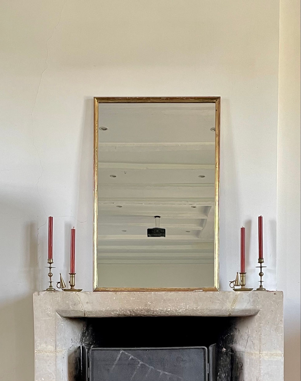 Grand miroir bois doré