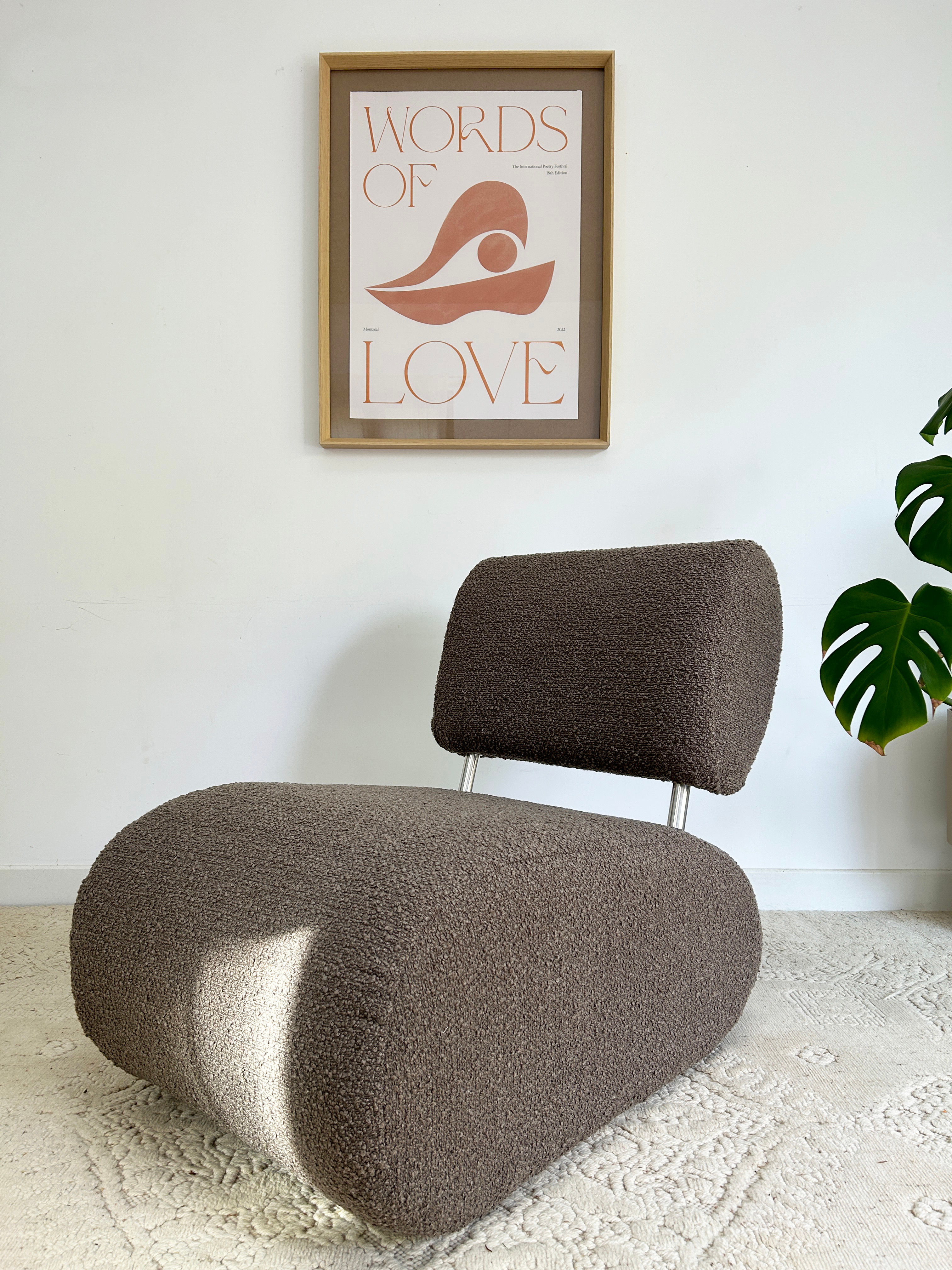 Fauteuil bouclette cappuccino 80's