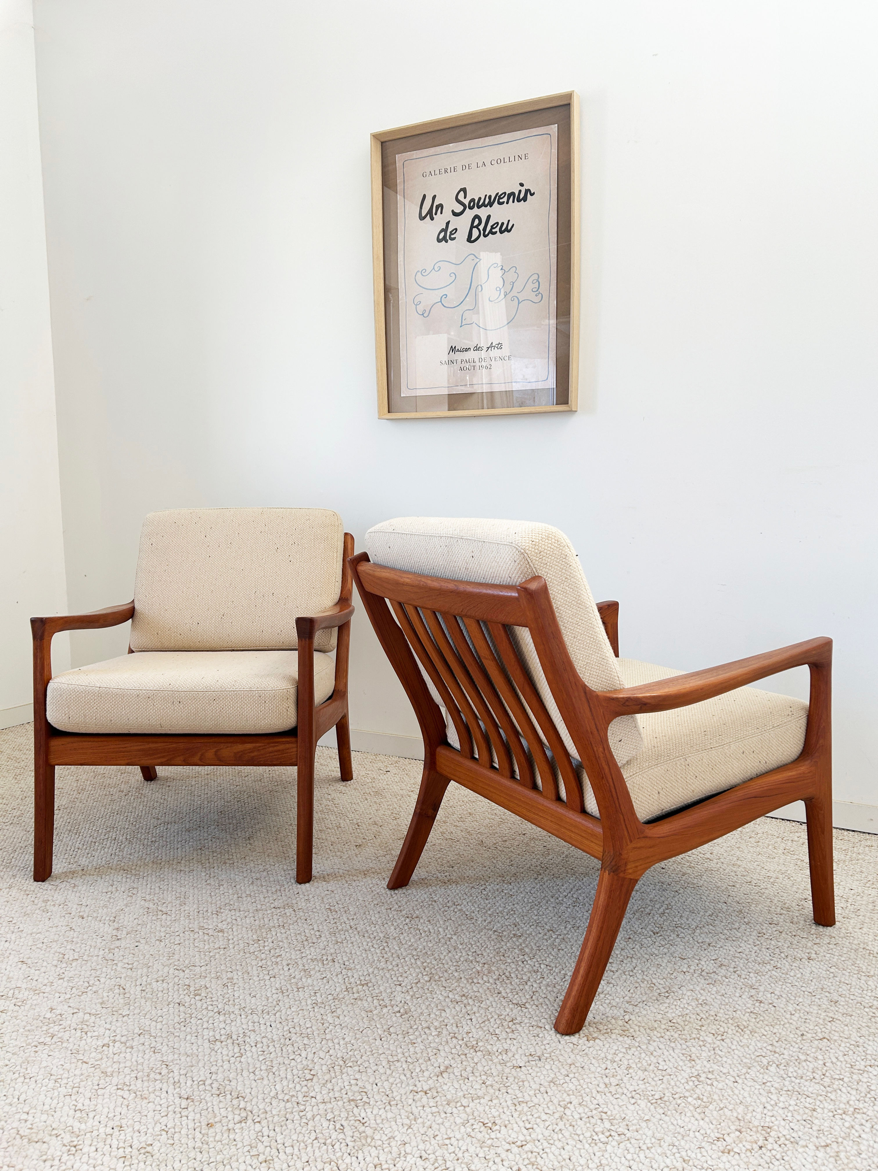 Paire de fauteuils danois teck et lainage 60's