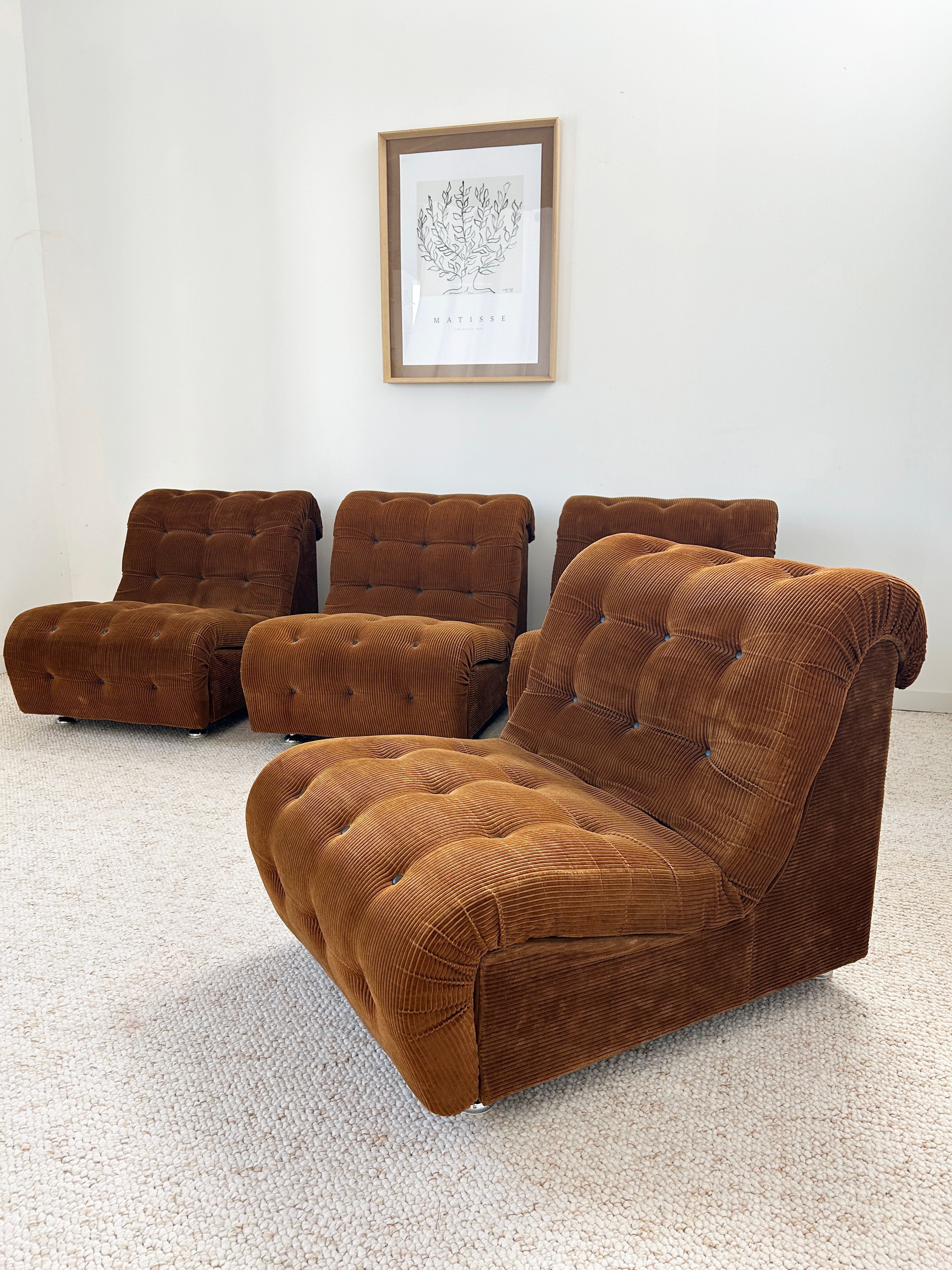 Chauffeuses velours côtelé 70's