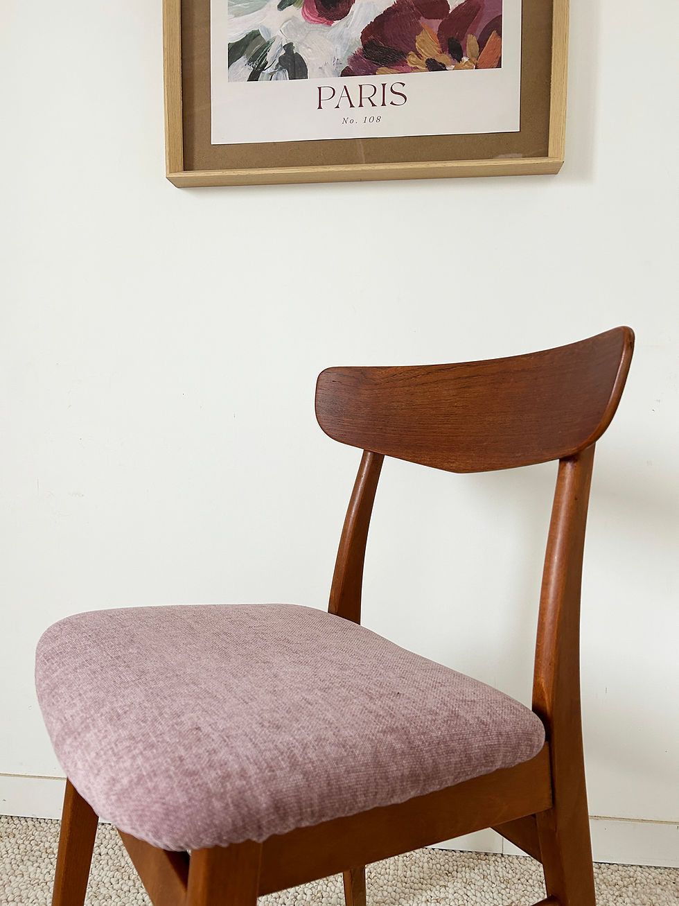Miniature : Chaise danoise Findahl rose lavande 60's