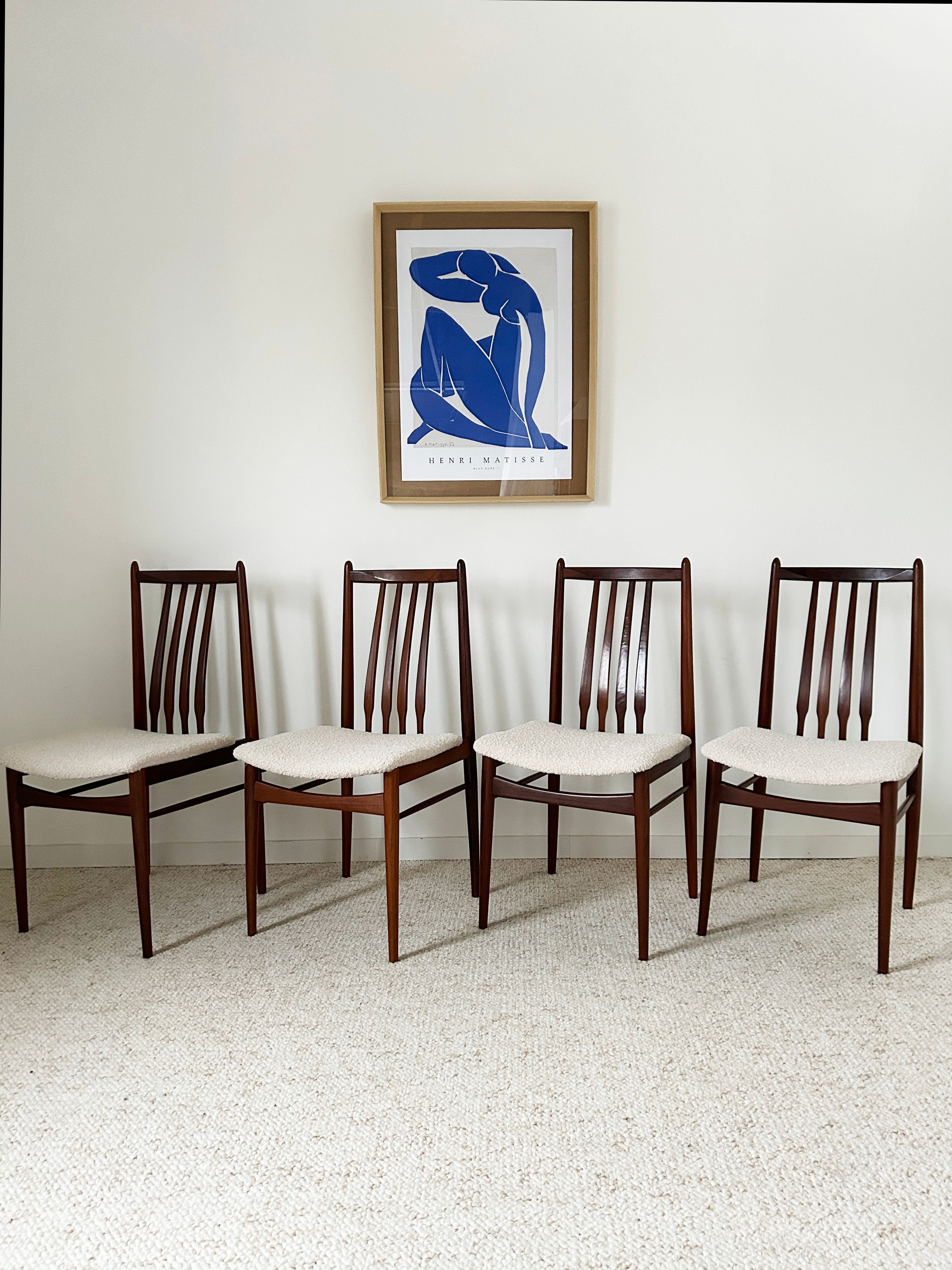 Set de 4 chaises scandinave en bouclette Vintage