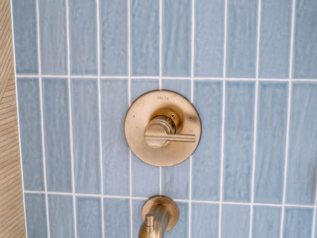 Blue Vertical Subway Tile in Bathroom Remodel
