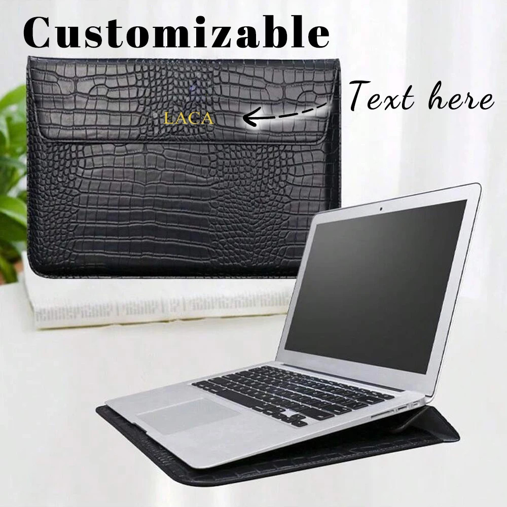 Customized Letter Crocodile PU Leather Men's Laptop Case Bag 13.3/15.4 Pro