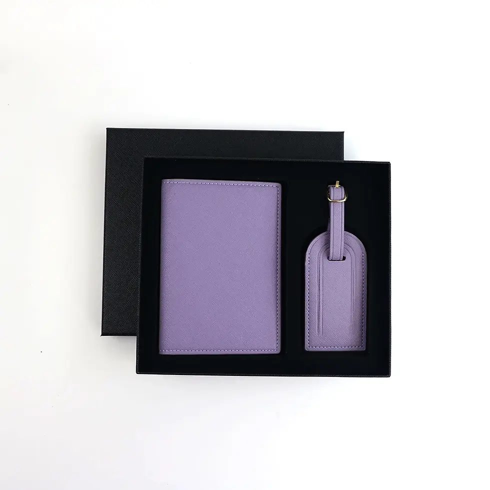 Miniatura: Customized Name Set, Unisex Safiano PU Leather Passport Holder and Luggage Tag