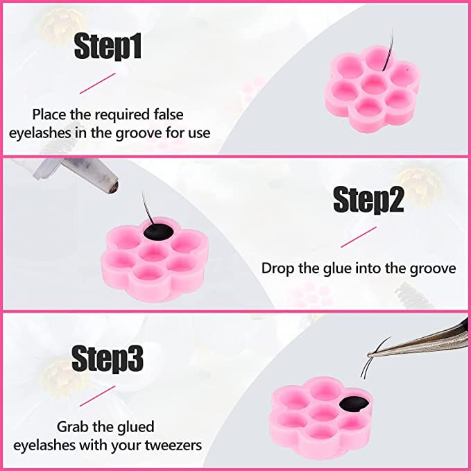 Thumbnail: 100 Pieces Flower Shape Glue Cup Eyelash Extension Glue Holder
