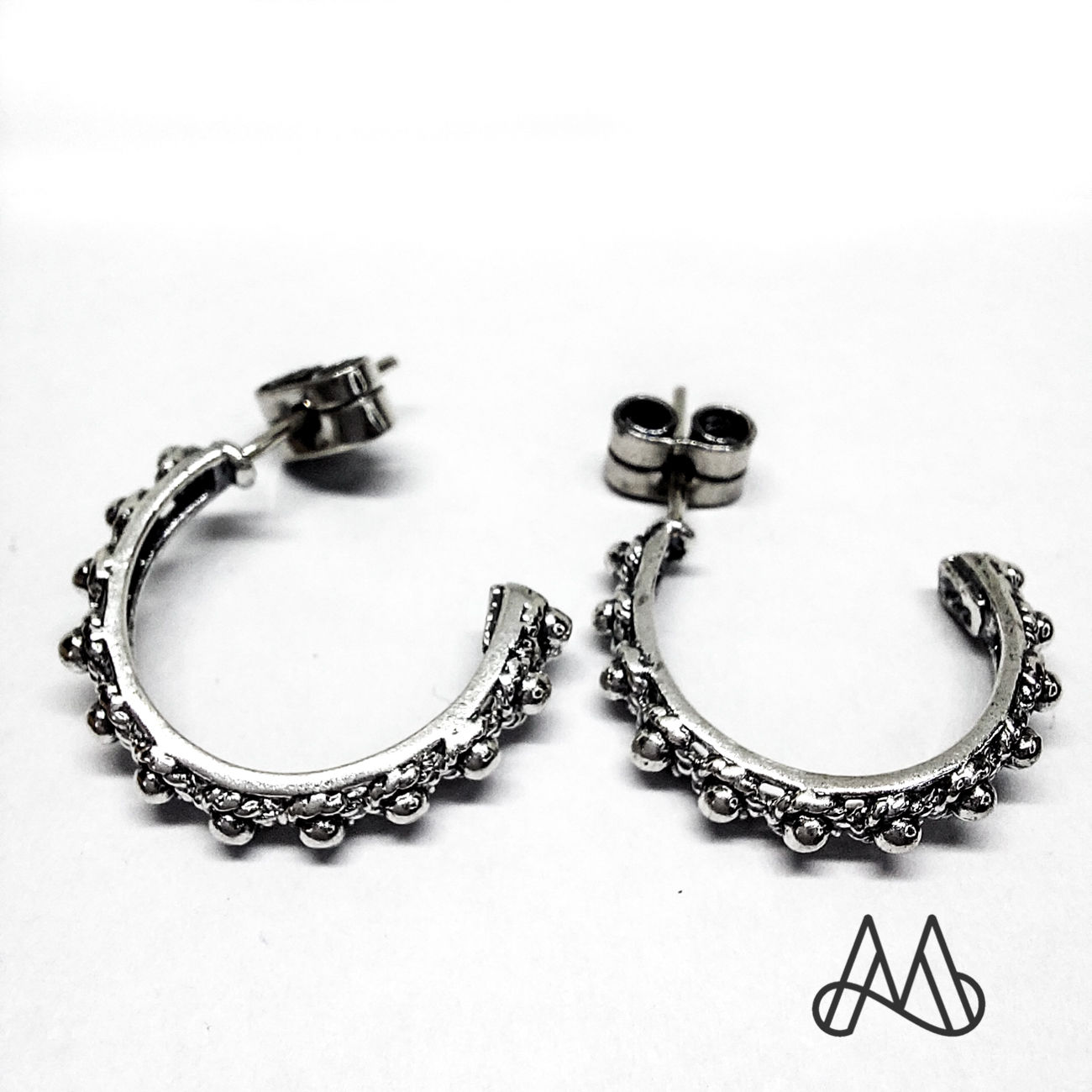 Aro Plata Envejecida Ley 950 Argollas Rusticas / 2 cm