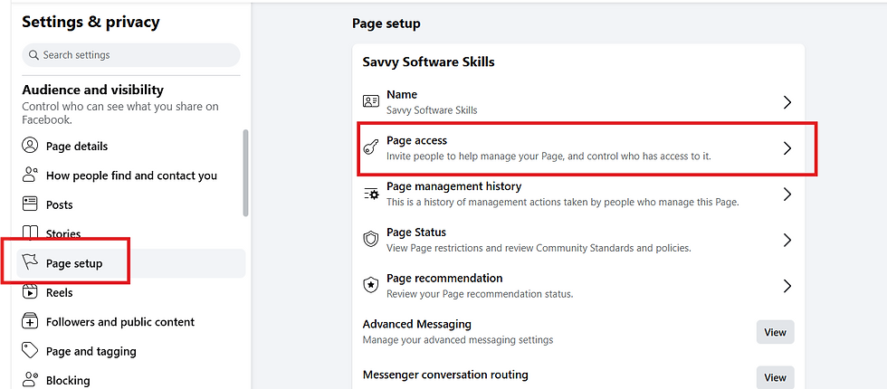 Find Page Access under the Page Setup options in your settings